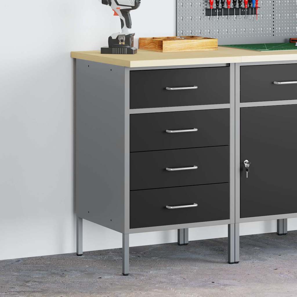 Workbench Black and grey 50 x 55 x 85 cm Powder-coated steel