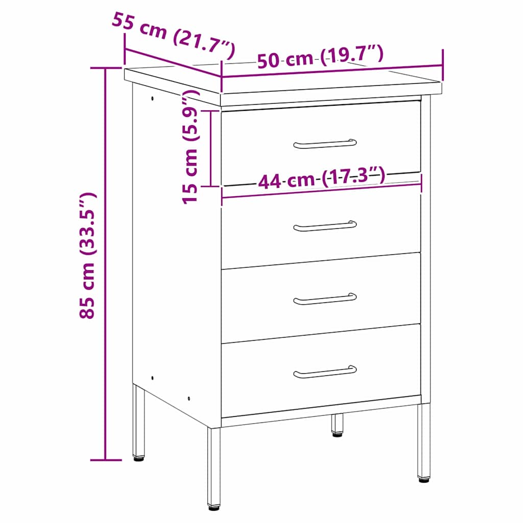 Workbench Black and grey 50 x 55 x 85 cm Powder-coated steel