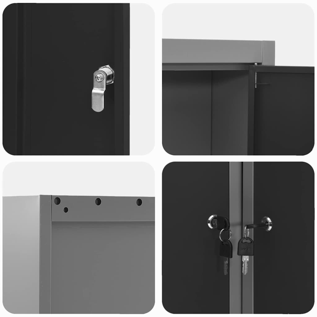 Tool Cabinet Black and grey 55 x 55 x 55 cm Powder-coated steel