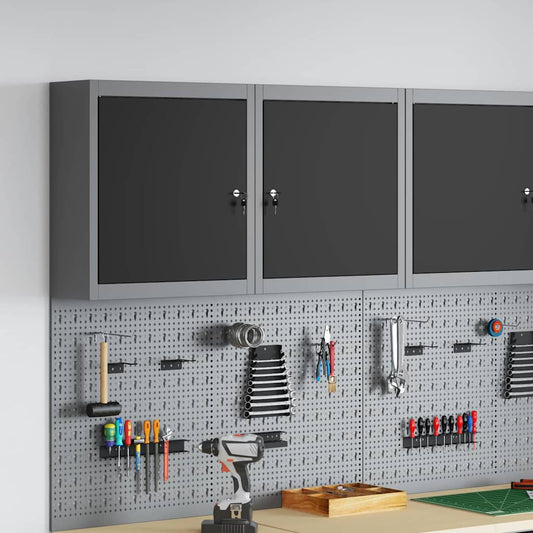 Tool Cabinet Black and grey 50 x 20 x 55 cm Powder-coated steel