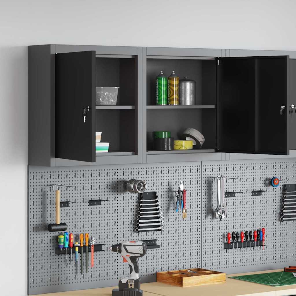 Tool Cabinet Black and grey 50 x 20 x 55 cm Powder-coated steel