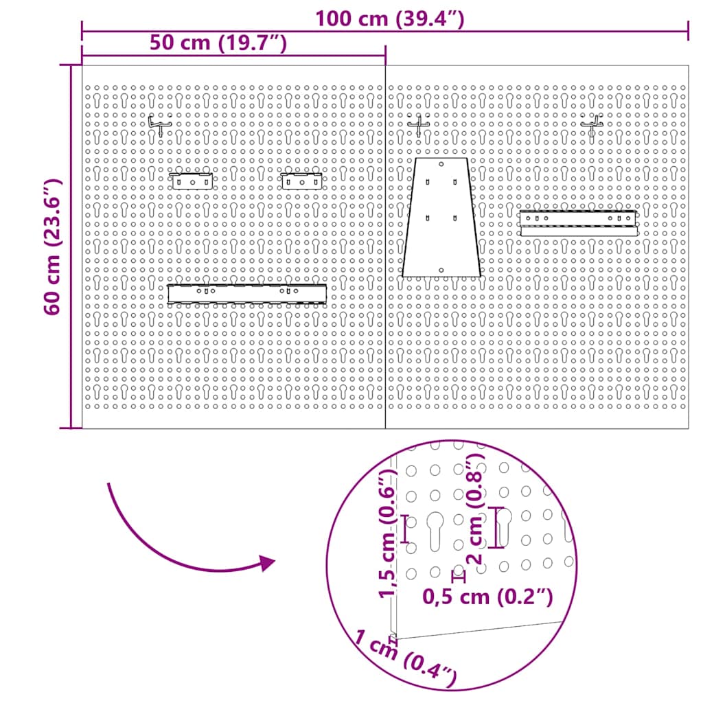 Storage Bench 2 pcs Grey 100 x 1 x 60 cm Powder-coated steel