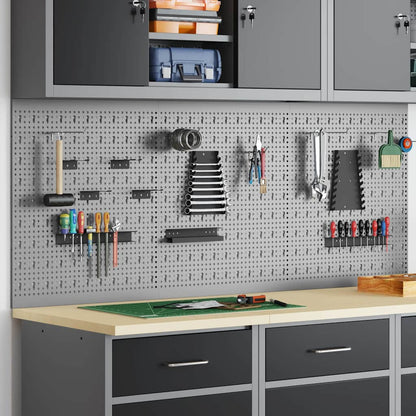 Storage Bench 3 pcs Grey 150 x 1 x 60 cm Powder-coated steel