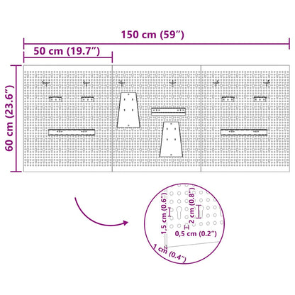 Storage Bench 3 pcs Grey 150 x 1 x 60 cm Powder-coated steel