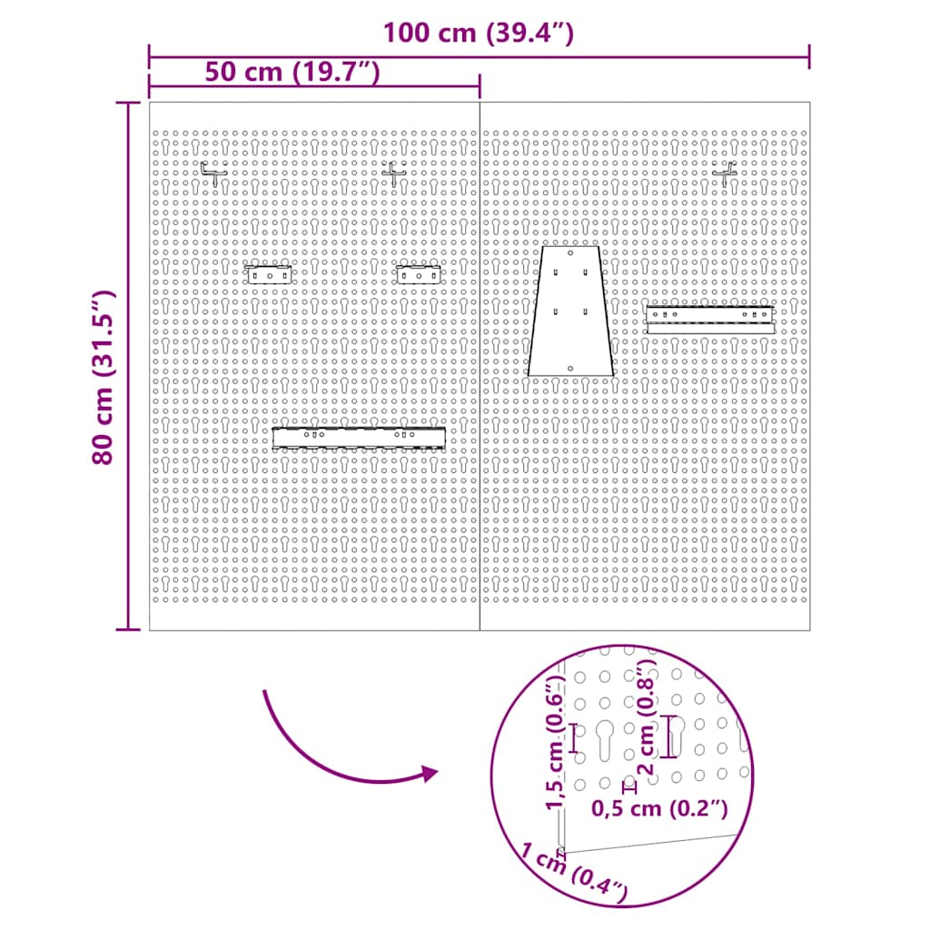 Storage Bench 2 pcs Grey 100 x 1 x 80 cm Powder-coated steel