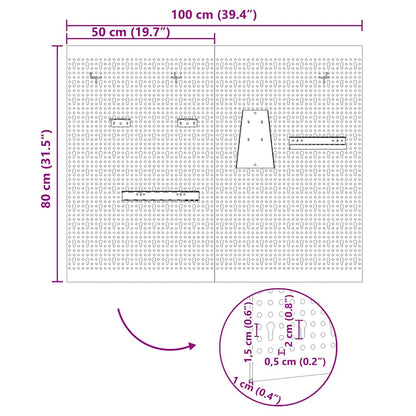 Storage Bench 2 pcs Grey 100 x 1 x 80 cm Powder-coated steel
