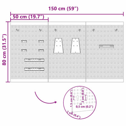 Storage Bench 3 pcs Grey 150 x 1 x 80 cm Powder-coated steel