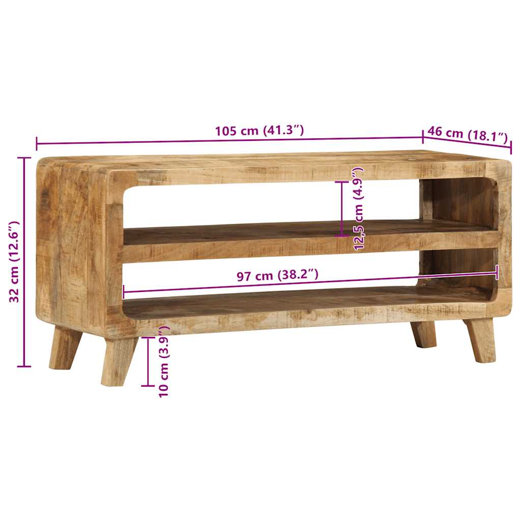 TV Cabinet 105x46x32 cm Solid Wood Rough Mango