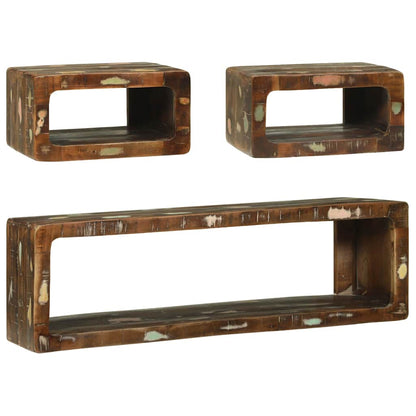 TV Cabinet Set with Shelf 3 pcs Multicolour Solid Reclaim wood