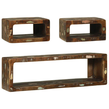 TV Cabinet Set with Shelf 3 pcs Multicolour Solid Reclaim wood