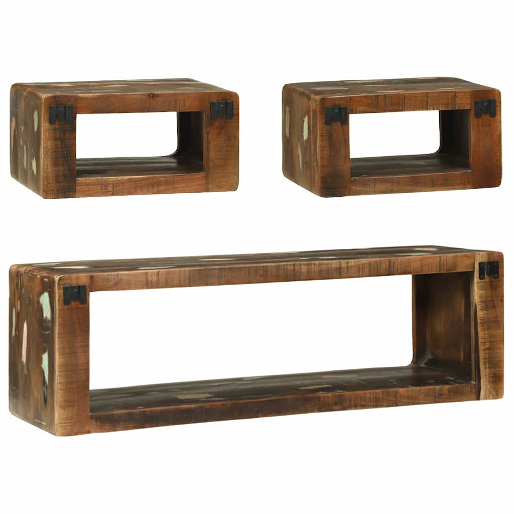TV Cabinet Set with Shelf 3 pcs Multicolour Solid Reclaim wood