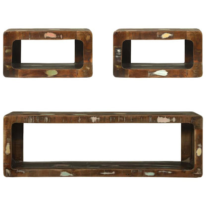 TV Cabinet Set with Shelf 3 pcs Multicolour Solid Reclaim wood