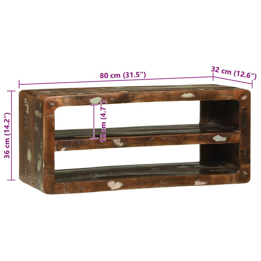 TV Cabinet Multicolour 80 x 32 x 36 cm Solid Reclaim wood