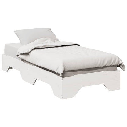 Bed Frame No Mattress Stackable White 100x200 cm Solid Wood