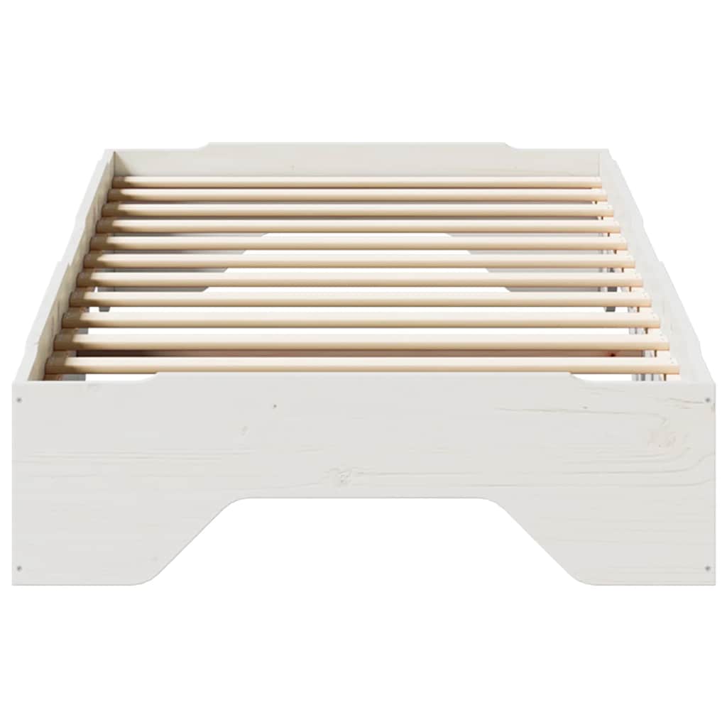Bed Frame No Mattress Stackable White 100x200 cm Solid Wood