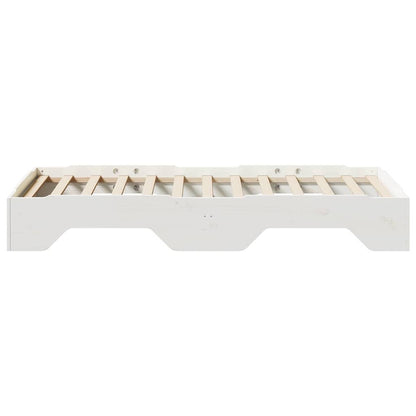 Bed Frame No Mattress Stackable White 100x200 cm Solid Wood
