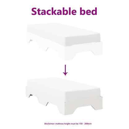 Bed Frame No Mattress Stackable White 100x200 cm Solid Wood