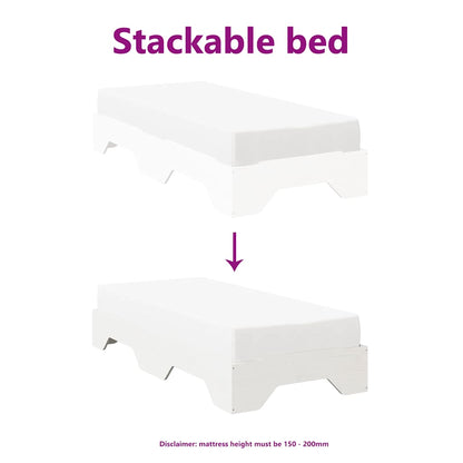 Bed Frame No Mattress Stackable White 90x200 cm Solid Wood