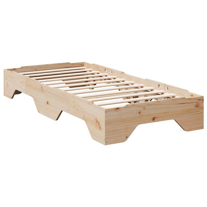 Bed Frame No Mattress Stackable 90x190 cm Single Solid Wood