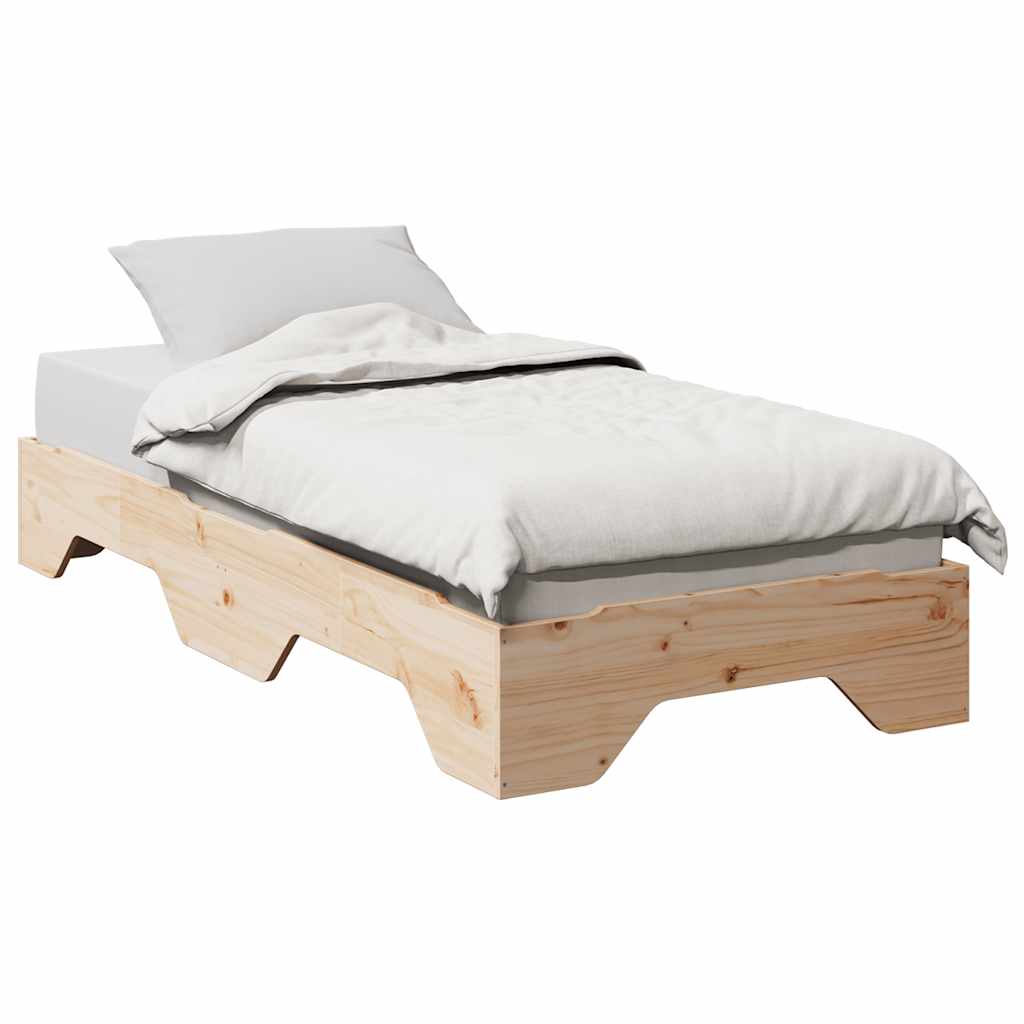 Bed Frame No Mattress Stackable 90x190 cm Single Solid Wood
