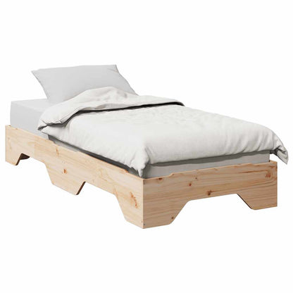 Bed Frame No Mattress Stackable 90x190 cm Single Solid Wood
