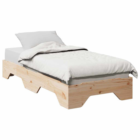 Bed Frame No Mattress Stackable 90x190 cm Single Solid Wood