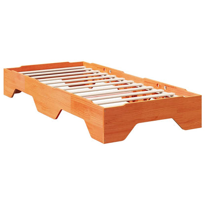 Bed Frame No Mattress Stackable Wax Brown 90x190 cm Single Solid Wood