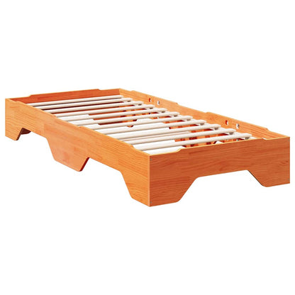 Bed Frame No Mattress Stackable Wax Brown 90x190 cm Single Solid Wood