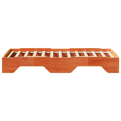 Bed Frame No Mattress Stackable Wax Brown 75x190 cm Small Single Solid Wood