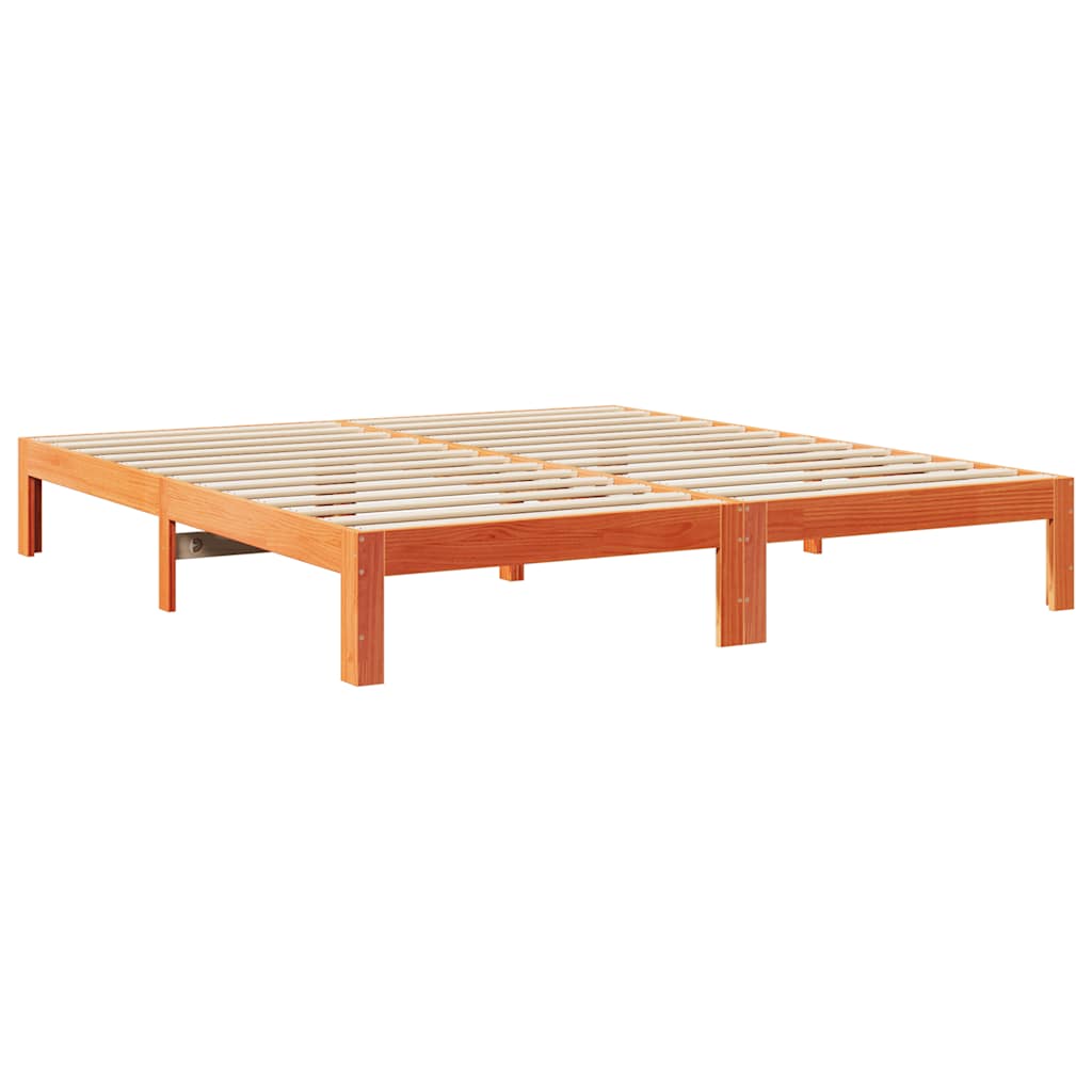 Bed Frame without Mattress Wax Brown 160x200 cm Solid Wood Pine