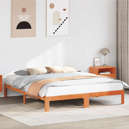Bed Frame without Mattress Wax Brown 160x200 cm Solid Wood Pine