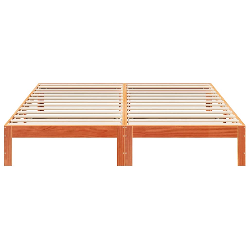 Bed Frame without Mattress Wax Brown 160x200 cm Solid Wood Pine