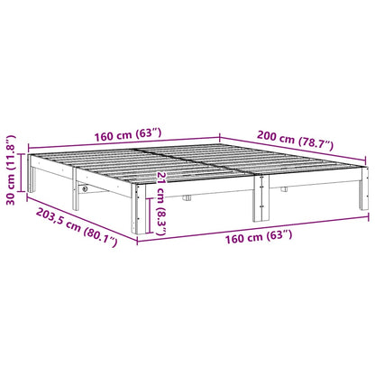 Bed Frame without Mattress Wax Brown 160x200 cm Solid Wood Pine