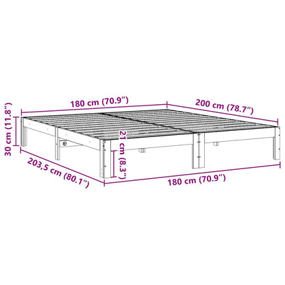 Bed Frame without Mattress White 180x200 cm Super King Solid Wood Pine