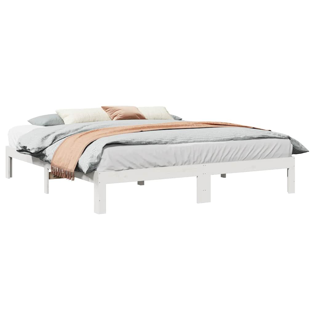 Bed Frame without Mattress White 180x200 cm Super King Solid Wood Pine