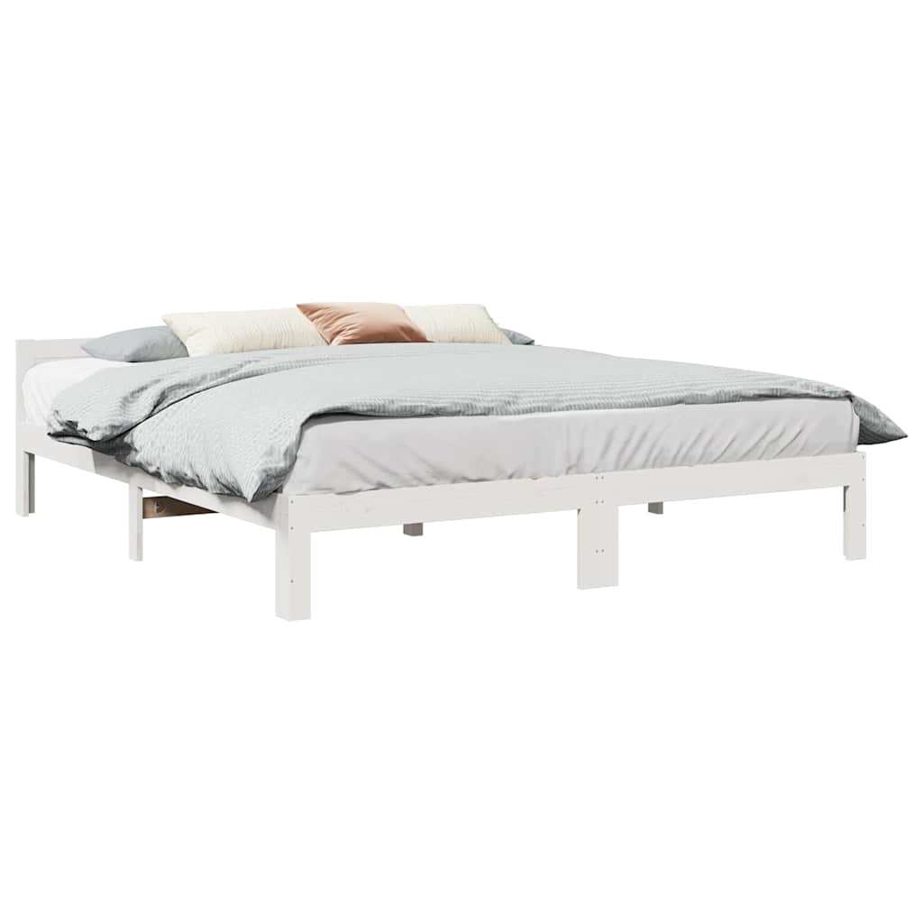 Bed Frame without Mattress White 160x200 cm Solid Wood Pine