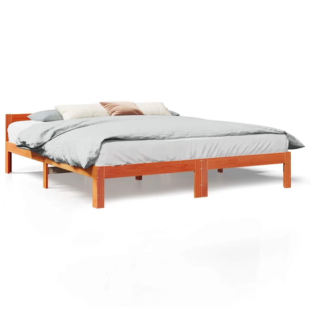 Bed Frame without Mattress Wax Brown 160x200 cm Solid Wood Pine