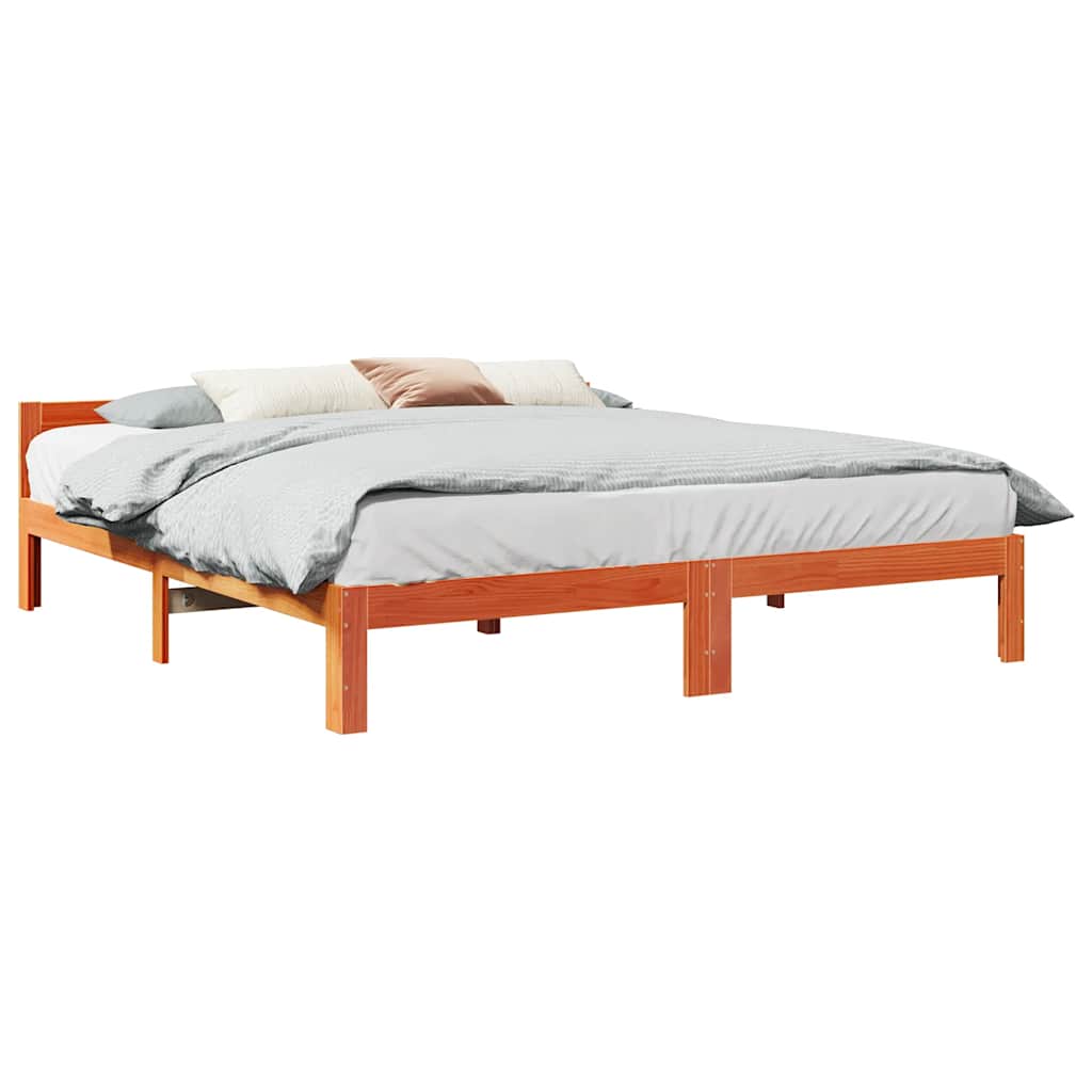 Bed Frame without Mattress Wax Brown 160x200 cm Solid Wood Pine