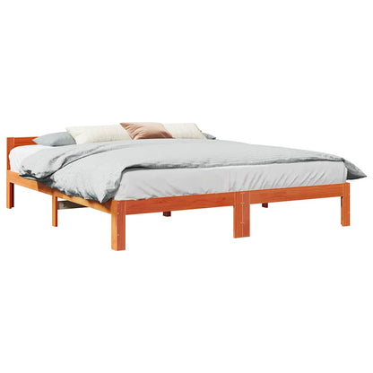 Bed Frame without Mattress Wax Brown 160x200 cm Solid Wood Pine