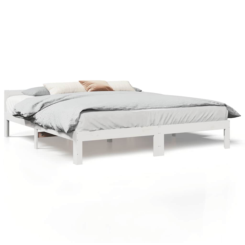 Bed Frame without Mattress White 180x200 cm Super King Solid Wood Pine