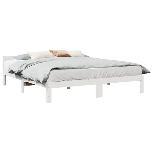 Bed Frame without Mattress White 180x200 cm Super King Solid Wood Pine
