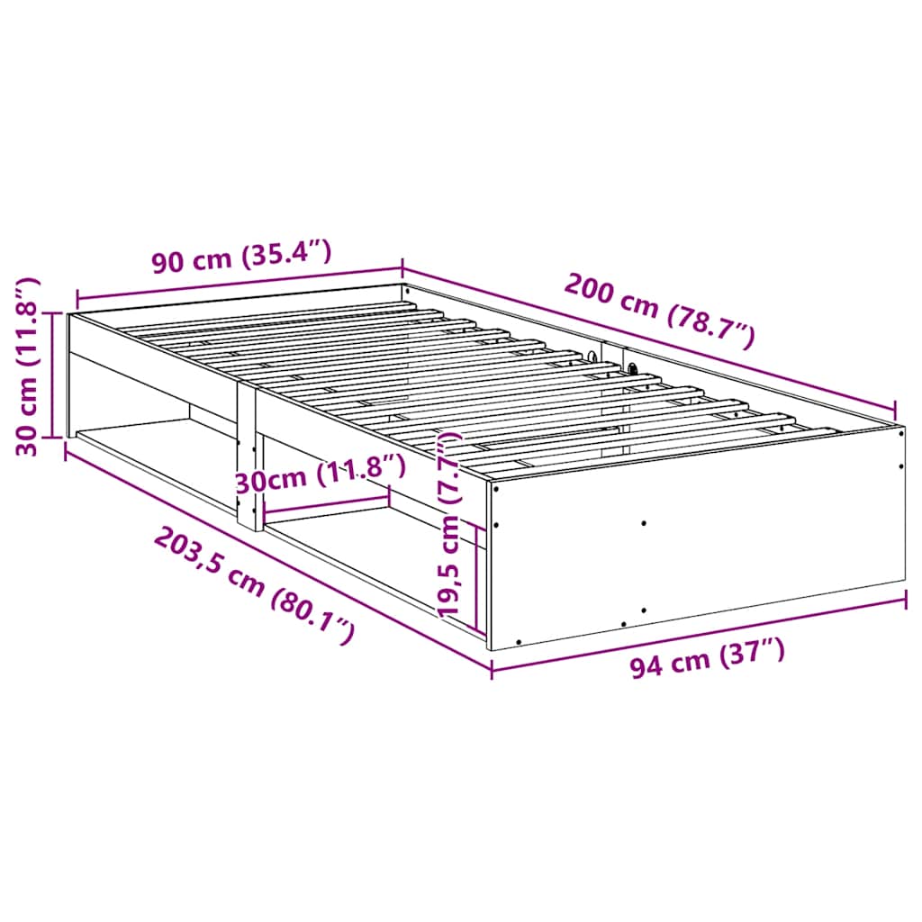 Day Bed without Mattress Wax Brown 90x200 cm Solid Wood Pine