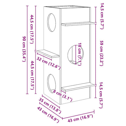 Cat House White 43x43x90 cm Solid Wood Pine