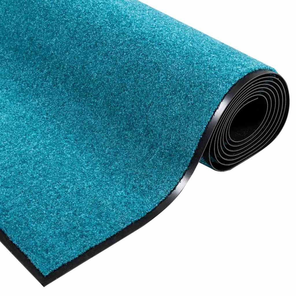 Doormat Other Cyan and Black 120 x 300 cm Polyamide and PVC