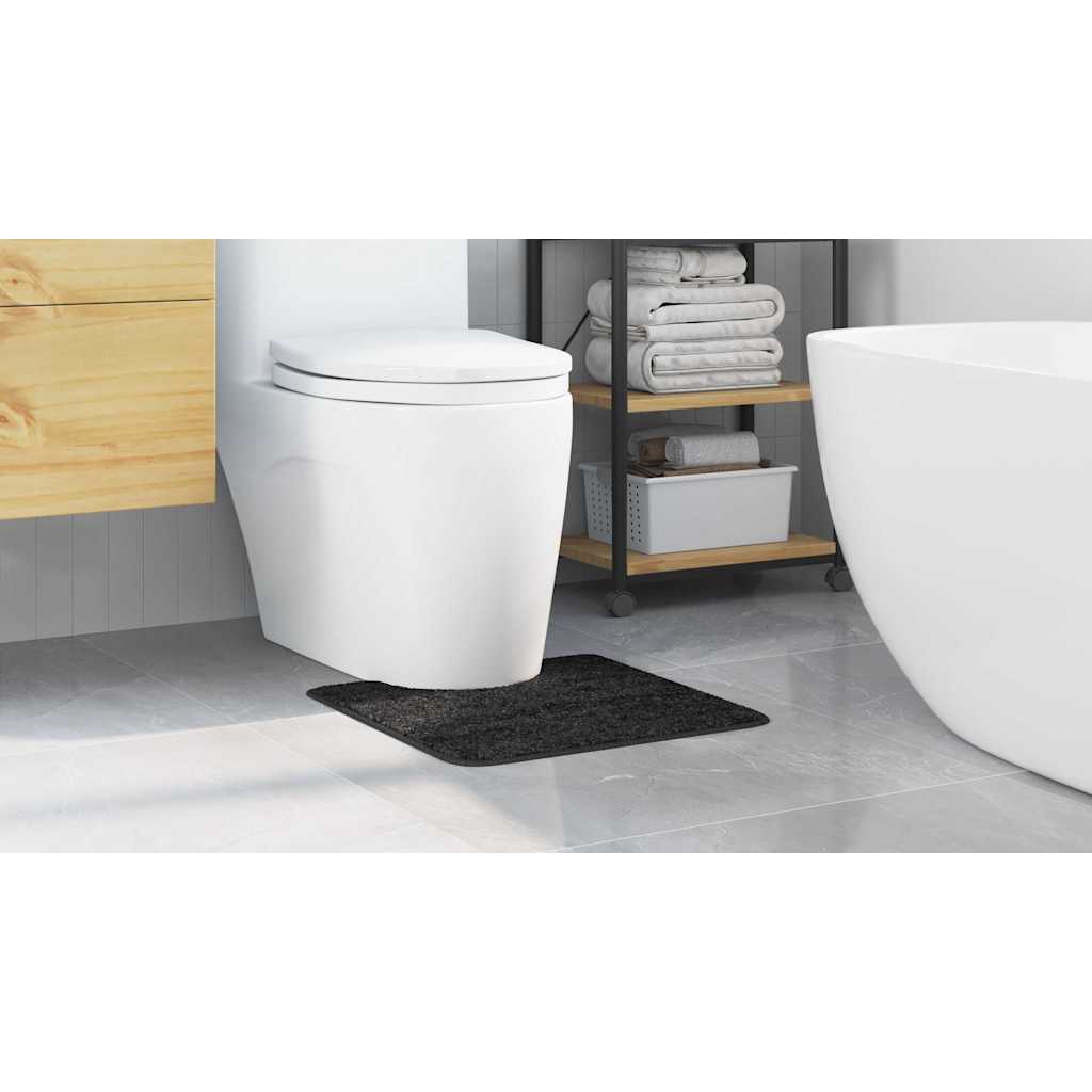 Anti-slip Bath Mat with Toilet Cut Dark Grey 50 x 50 cm PP