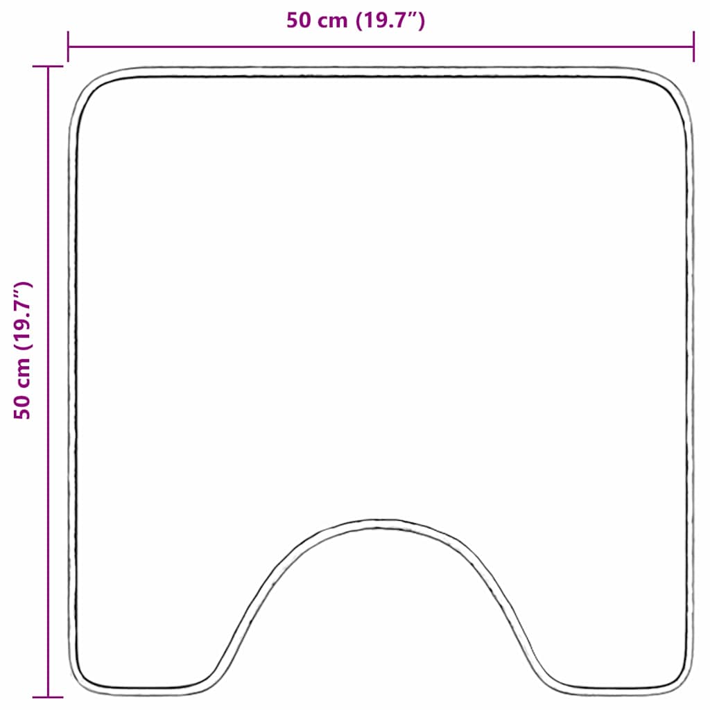 Anti-slip Bath Mat with Toilet Cut Grey 50 x 50 cm PP