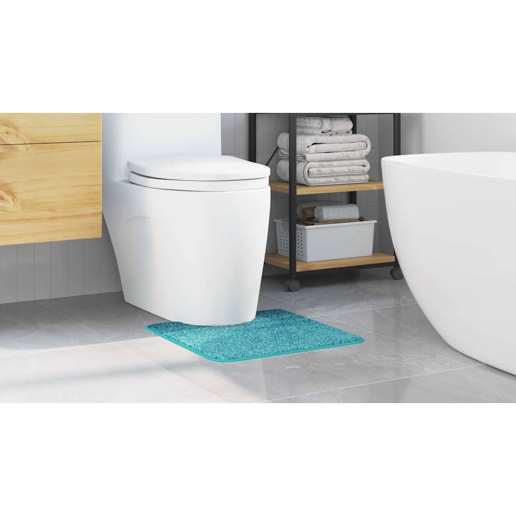 Anti-slip Bath Mat with Toilet Cut Turquoise 50 x 50 cm PP