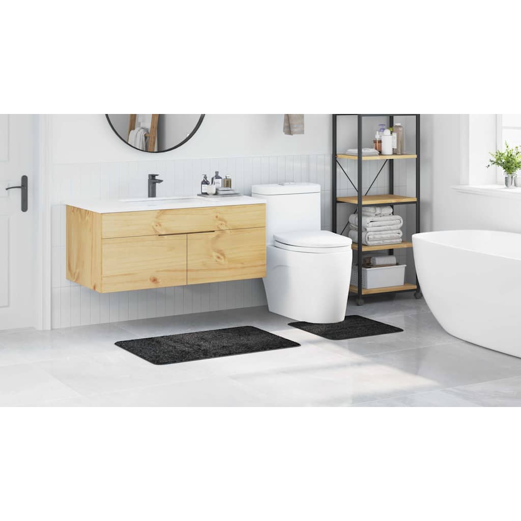 Anti-slip Bath Mat Set 2 pcs Dark Grey PP