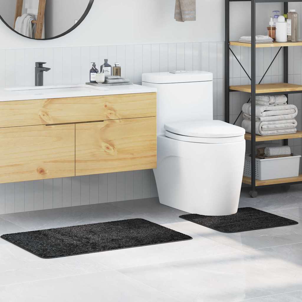 Anti-slip Bath Mat Set 2 pcs Dark Grey PP