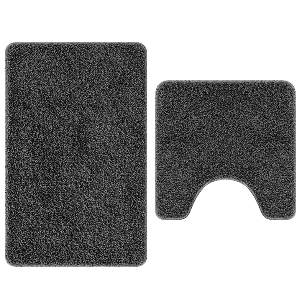 Anti-slip Bath Mat Set 2 pcs Dark Grey PP